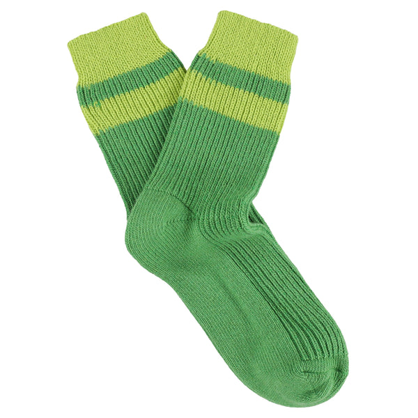Escuyer Cashmere Stripes Socks Women - Golf Green / Lime