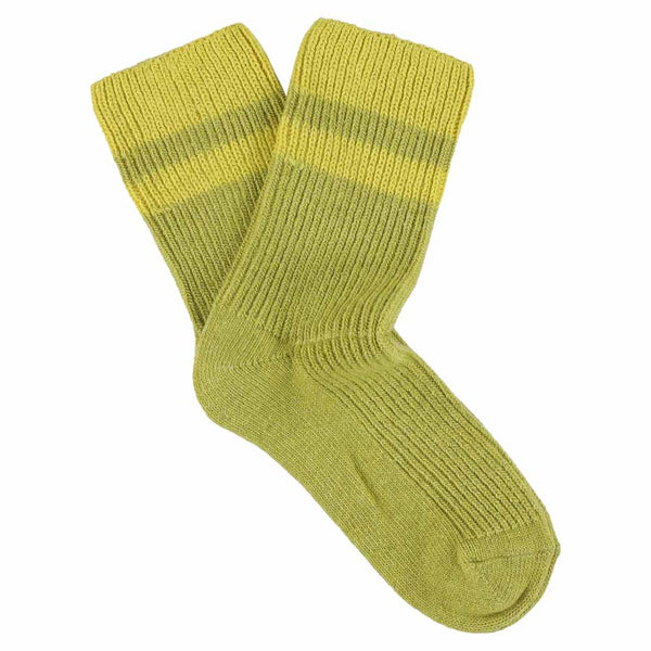 Escuyer Cashmere Stripes Socks Women - Green Grey / Yellow