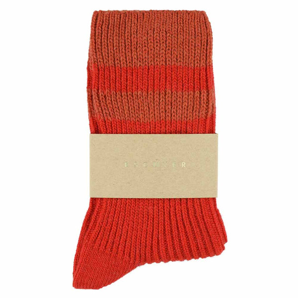 Escuyer Cashmere Stripes Socks Women - Strong Orange / Orange