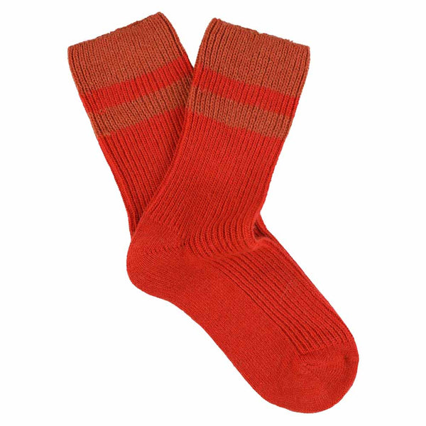 Escuyer Cashmere Stripes Socks Women - Strong Orange / Orange