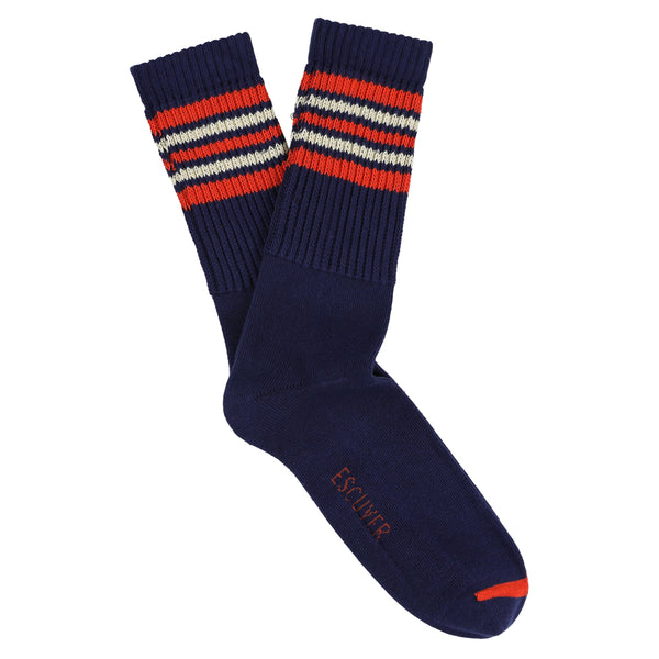 Escuyer 5 Stripes Socks - Blue / Orange / Ecru