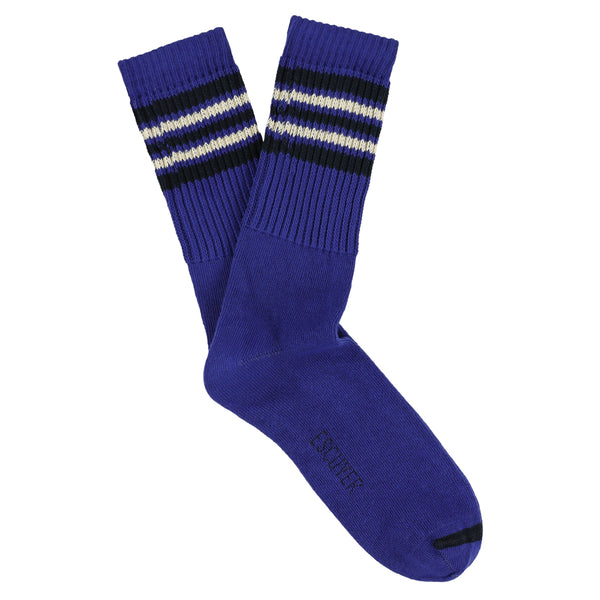 Escuyer 5 Stripes Socks - Bright Blue / Ecru / Navy