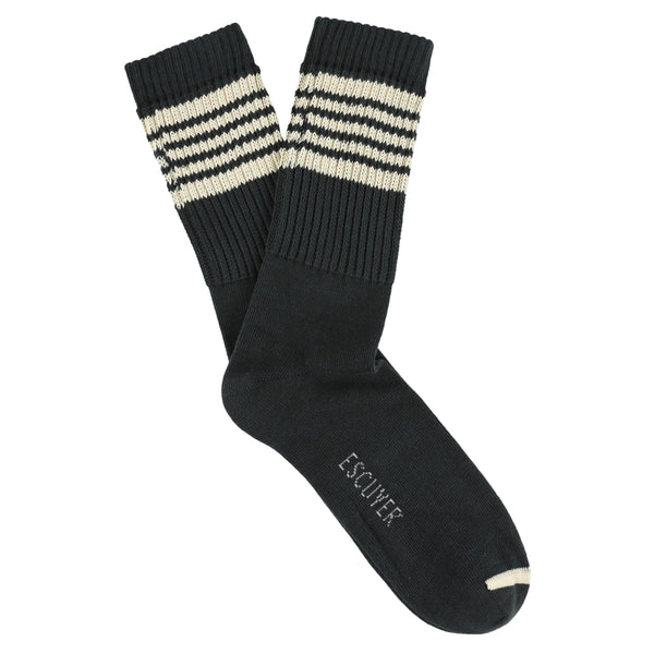 Escuyer 5 Stripes Socks - Off Black / Ecru