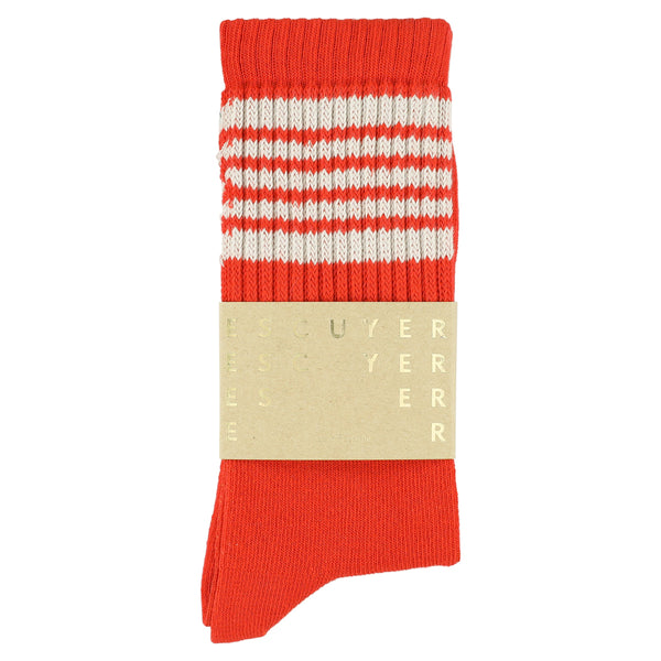 Escuyer 5 Stripes Socks - Orange / Ecru