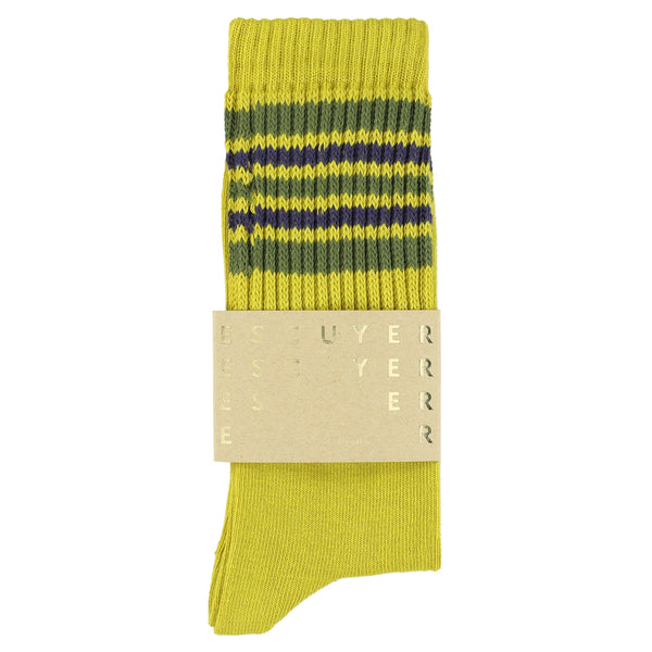 Escuyer 5 Stripes Socks - Yellow / Khaki / Blue