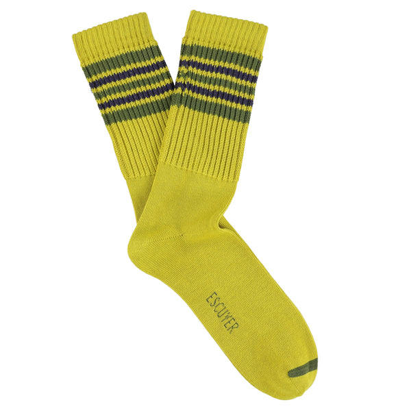 Escuyer 5 Stripes Socks - Yellow / Khaki / Blue