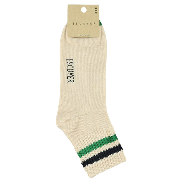 Escuyer Ankle Socks - Ecru / Blue / Green