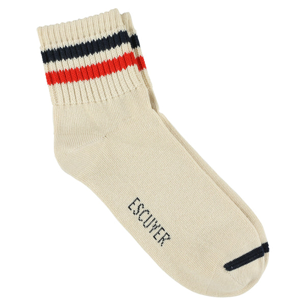 Escuyer Ankle Socks - Ecru / Blue / Orange
