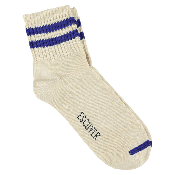 Escuyer Ankle Socks Ecru / Bright Blue