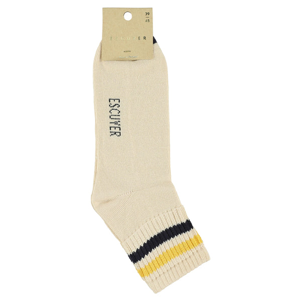 Escuyer Ankle Socks - Ecru / Yellow / Blue