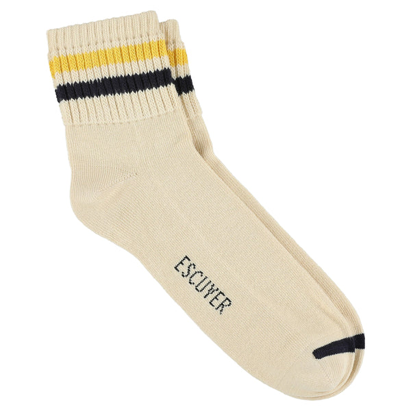 Escuyer Ankle Socks - Ecru / Yellow / Blue