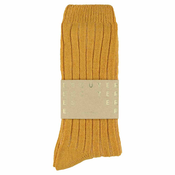 Escuyer Cashmere Crew Socks - Mustard