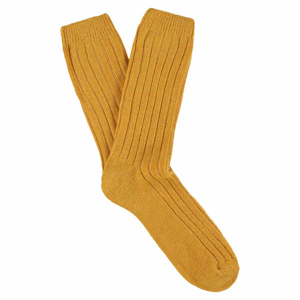 Escuyer Cashmere Crew Socks - Mustard