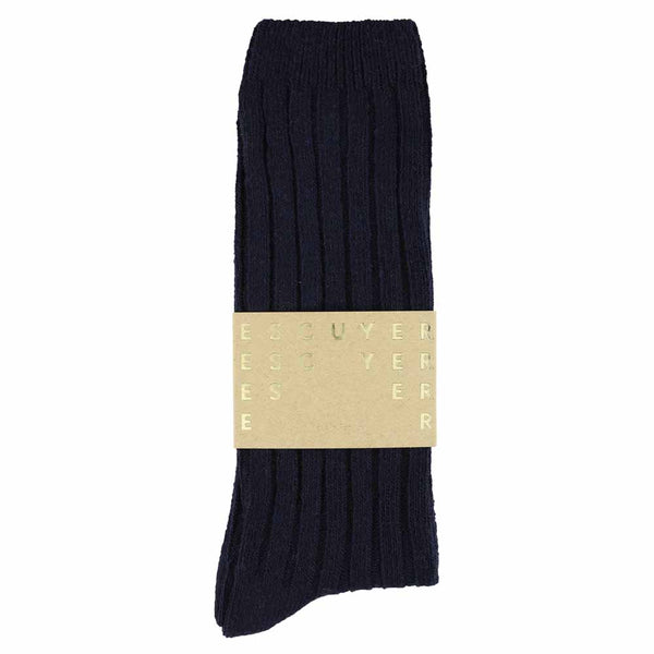 Escuyer Cashmere Crew Socks - Navy