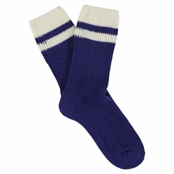 Escuyer Cashmere Stripes Socks - Strong Blue / Ecru