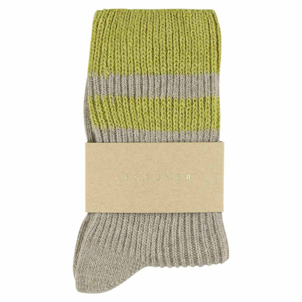 Escuyer Cashmere Stripes Socks Women - Beige / Green