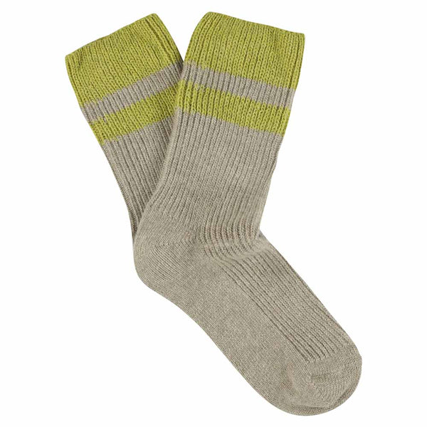 Escuyer Cashmere Stripes Socks Women - Beige / Green