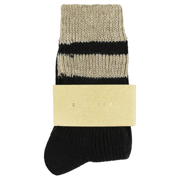 Escuyer Cashmere Stripes Socks Women - Black / Beige