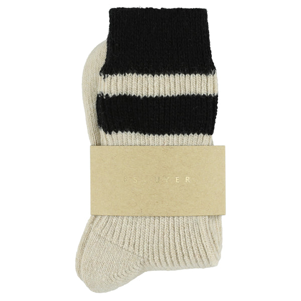 Escuyer Cashmere Stripes Socks Women - Ecru / Black