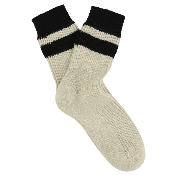 Escuyer Cashmere Stripes Socks Women - Ecru / Black