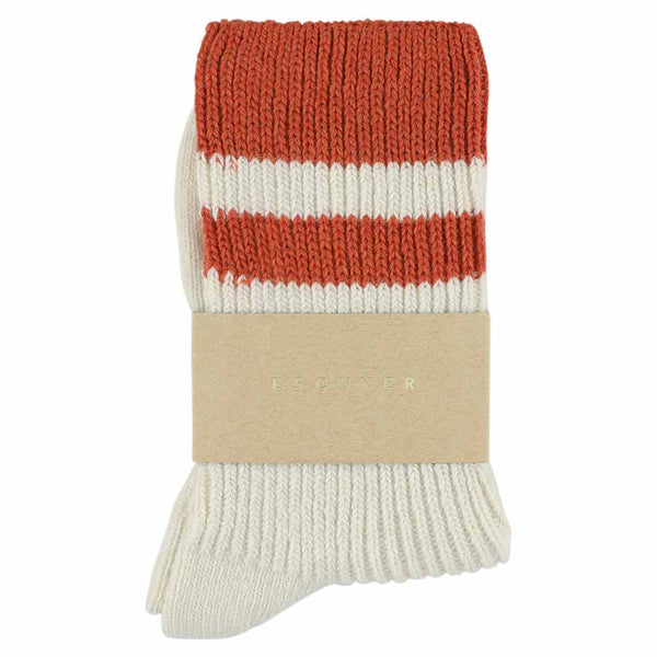 Escuyer Cashmere Stripes Socks Women - Ecru / Orange