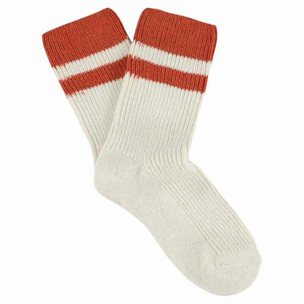 Escuyer Cashmere Stripes Socks Women - Ecru / Orange