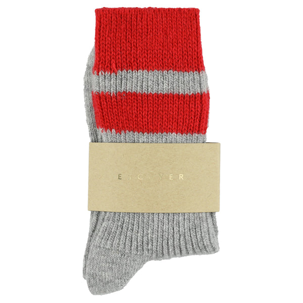 Escuyer Cashmere Stripes Socks Women - Grey / Red