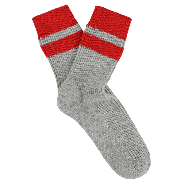 Escuyer Cashmere Stripes Socks Women - Grey / Red