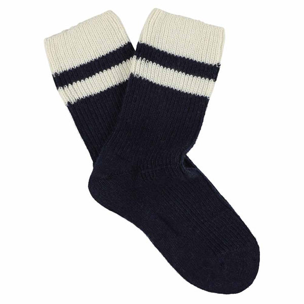 Escuyer Cashmere Stripes Socks Women - Navy / Ecru