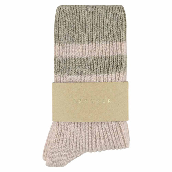Escuyer Cashmere Stripes Socks Women - Pink / Beige