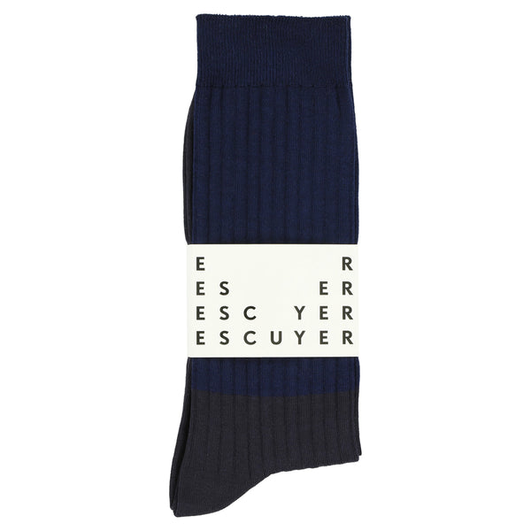 Escuyer Colour Block Socks Blue / Navy Blazer