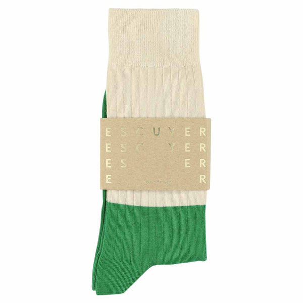 Escuyer Colour Block Socks Ecru / Green
