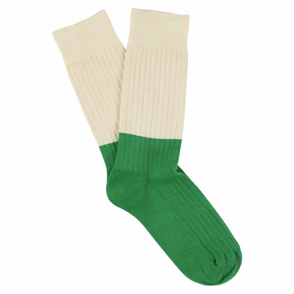Escuyer Colour Block Socks Ecru / Green