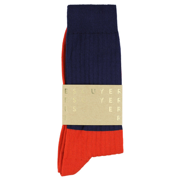 Escuyer Colour Block Socks Molten Lava / Deep Well