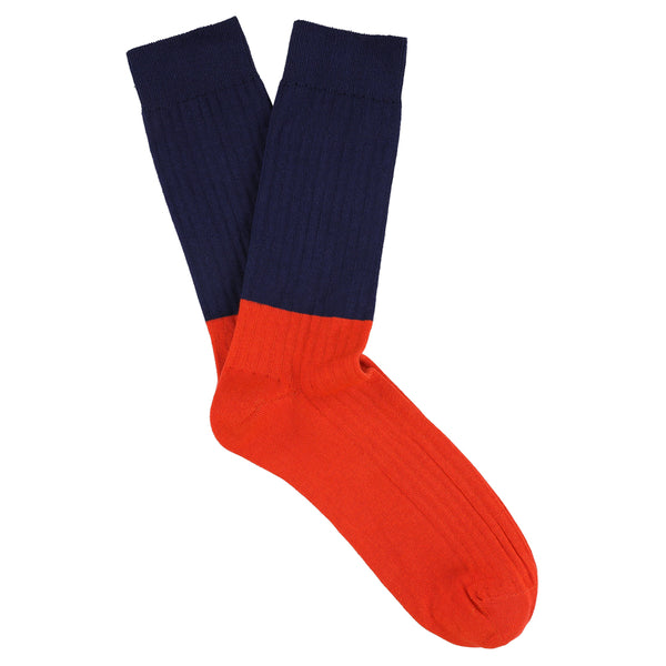 Escuyer Colour Block Socks Molten Lava / Deep Well