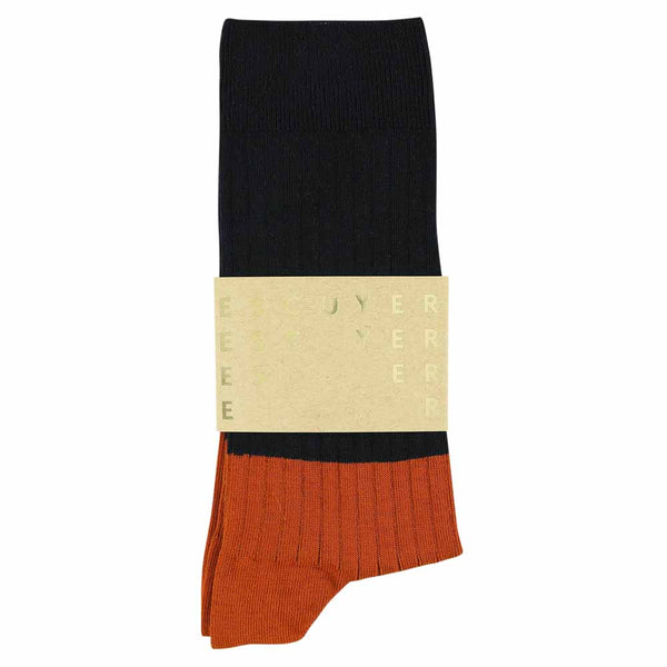 Escuyer Colour Block Socks Navy / Brick