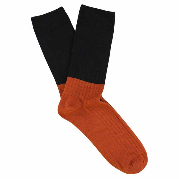 Escuyer Colour Block Socks Navy / Brick