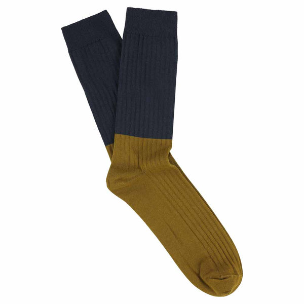Escuyer Colour Block Socks Navy / Cumin