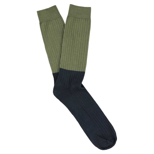 Escuyer Colour Block Socks Olive / Indigo