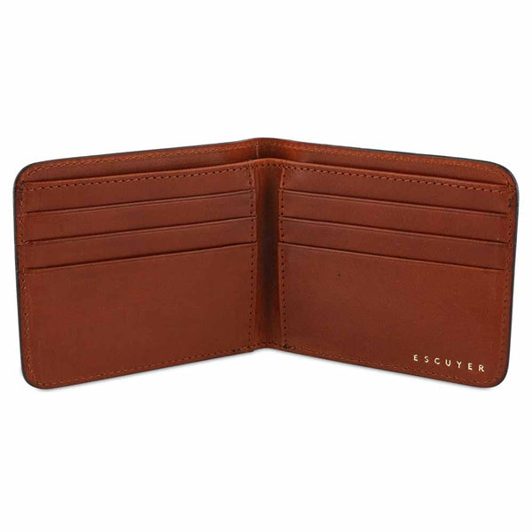 Escuyer Leather Billfold Wallet - Blue / Cognac