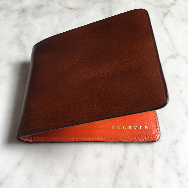 Escuyer Leather Billfold Wallet - Cognac / Orange