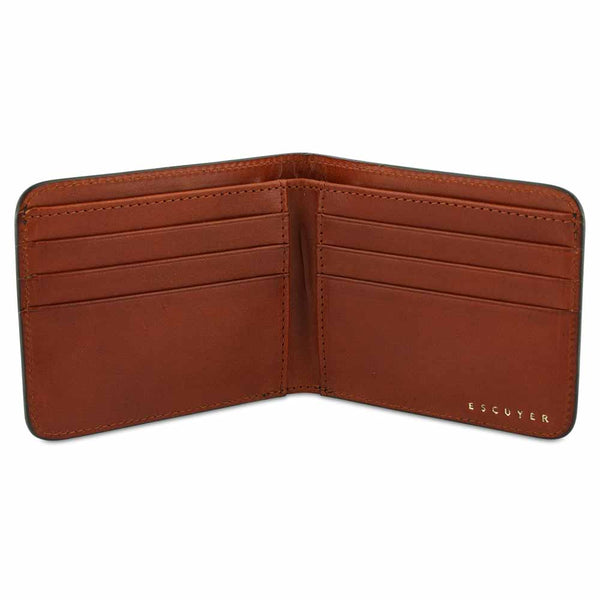 Escuyer Leather Billfold Wallet - Green / Cognac