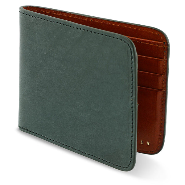 Escuyer Leather Billfold Wallet - Green / Cognac