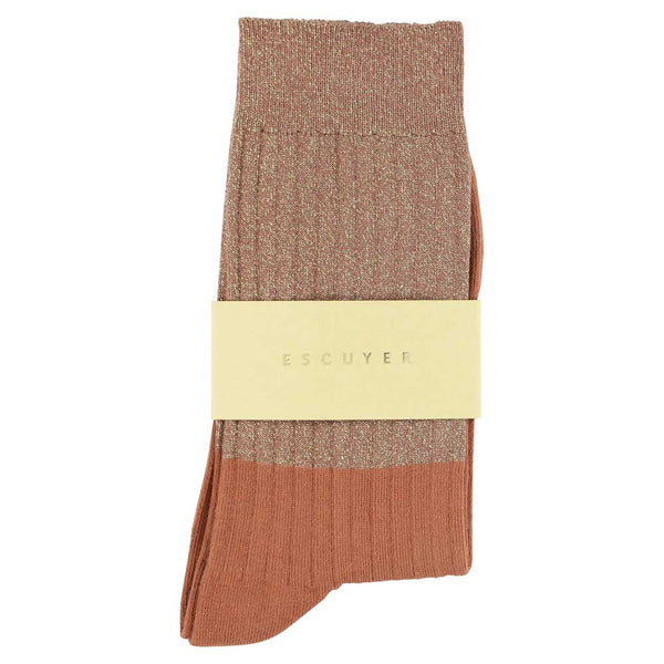 Escuyer Lurex Block Socks - Gold / Arabian Spice