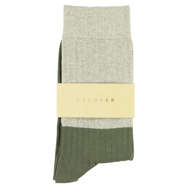 Escuyer Lurex Block Socks - Gold / Olive