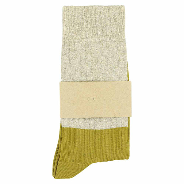 Escuyer Lurex Block Socks - Gold / Yellow