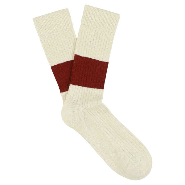Escuyer Melange Band Socks - Ecru / Brick