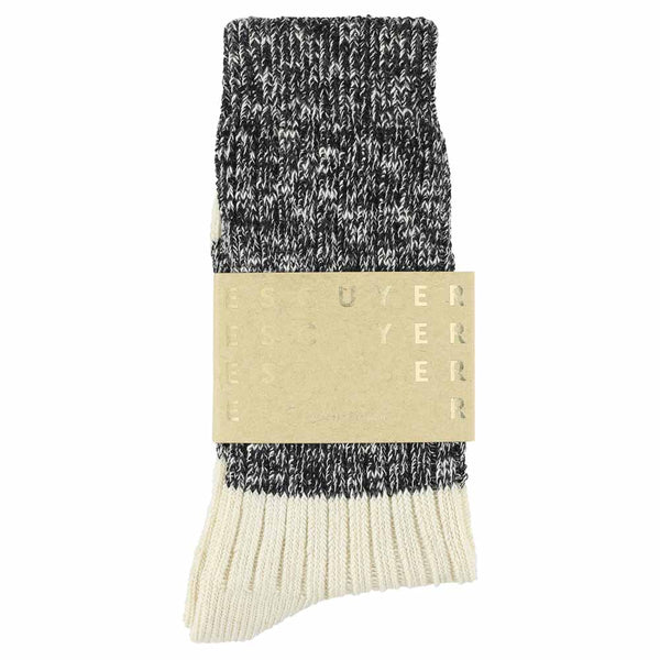 Escuyer Melange Block Socks - Black / Ecru