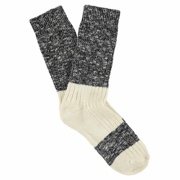 Escuyer Melange Block Socks - Black / Ecru