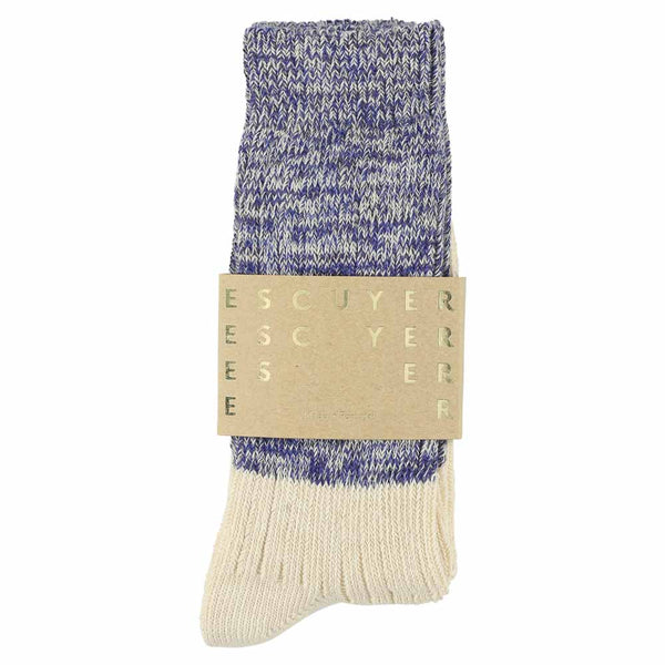 Escuyer Melange Block Socks - Bright Blue / Ecru